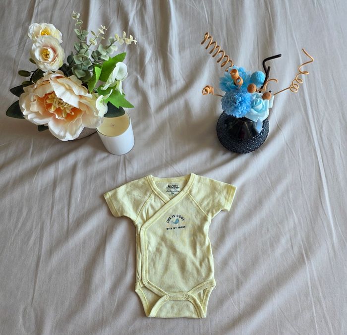 Kiabi Gemo Lot Bodys Coton Bleu Jaune Très Bon État 0M 50cm - photo numéro 6