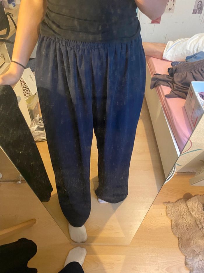 Pantalon large, léger bleu foncé