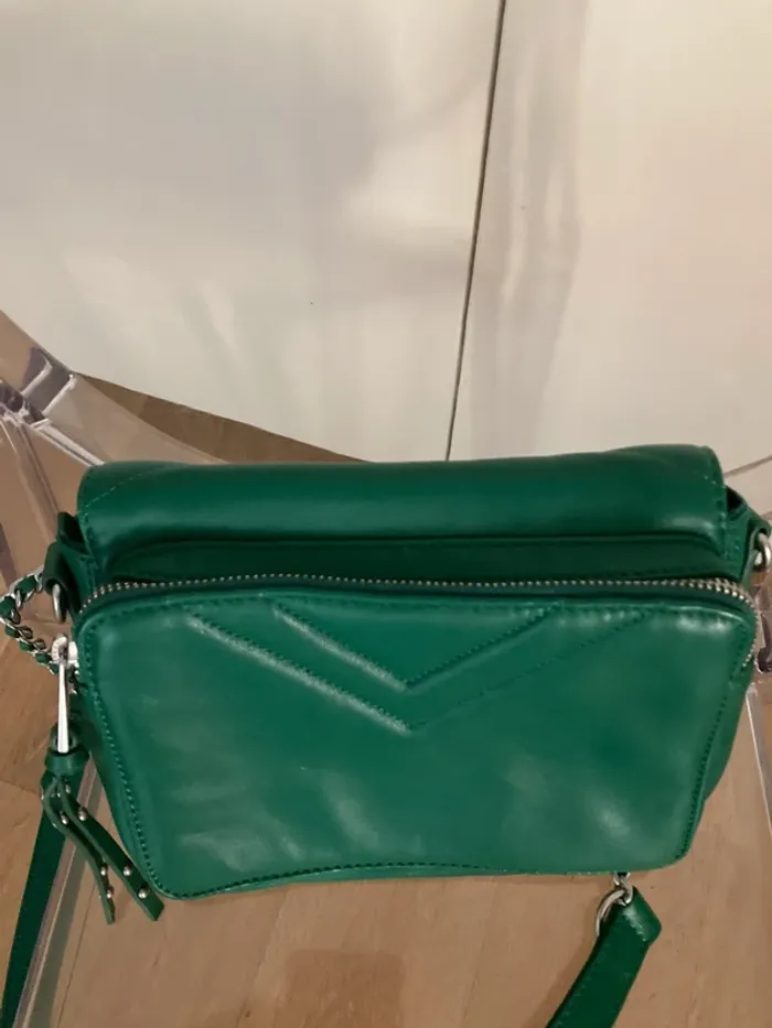 IKKS sac besace 1440 steward vert cuir neuf - photo numéro 4