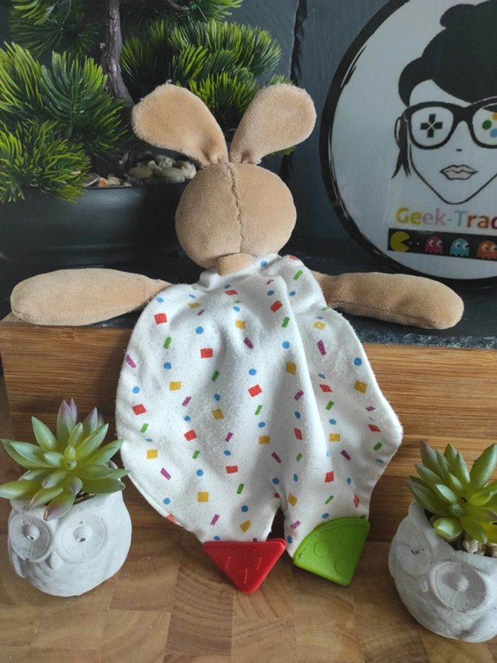 Doudou Zot' marques Lapin Blanc carre plat mouchoir #geektradedoudou - photo numéro 2