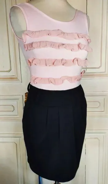 Paprika Robe Preppy Volants Nude Jupe Ceinturée T S