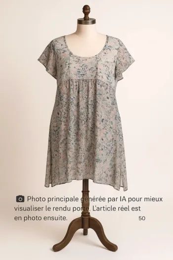 Robe été en voile doublée extensible Bleu bonheur T50