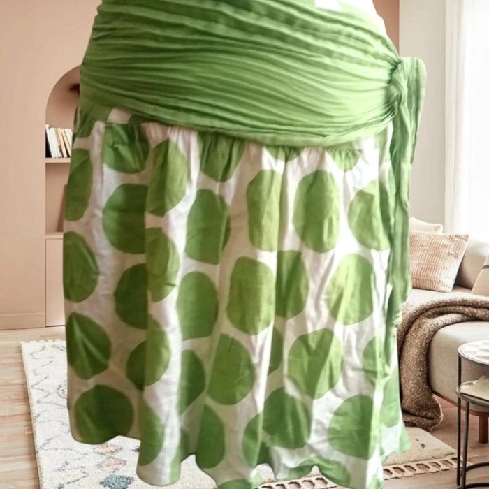 Jupe à pois vert avec sa ceinture intégré - photo numéro 2