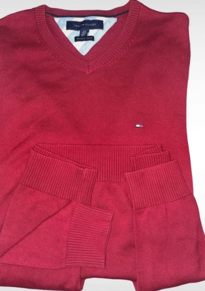 🥶 Pull Tommy Hilfiger. Homme. Rouge. Taille s. Très bon état. - photo numéro 4