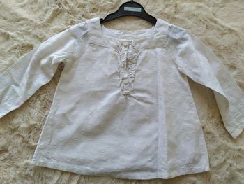 Chemisier blanc à pois 23 mois fille