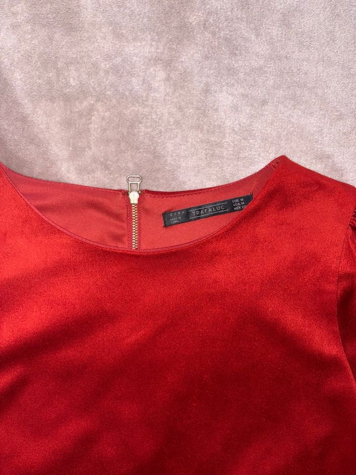 Robe Zara rouge brique – effet daim, manches 3/4 taille 38 en très bon état - photo numéro 8