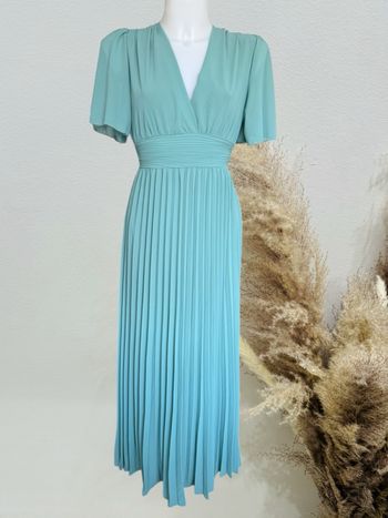 Superbe robe longue plissée femme TU 36/40 céladon 