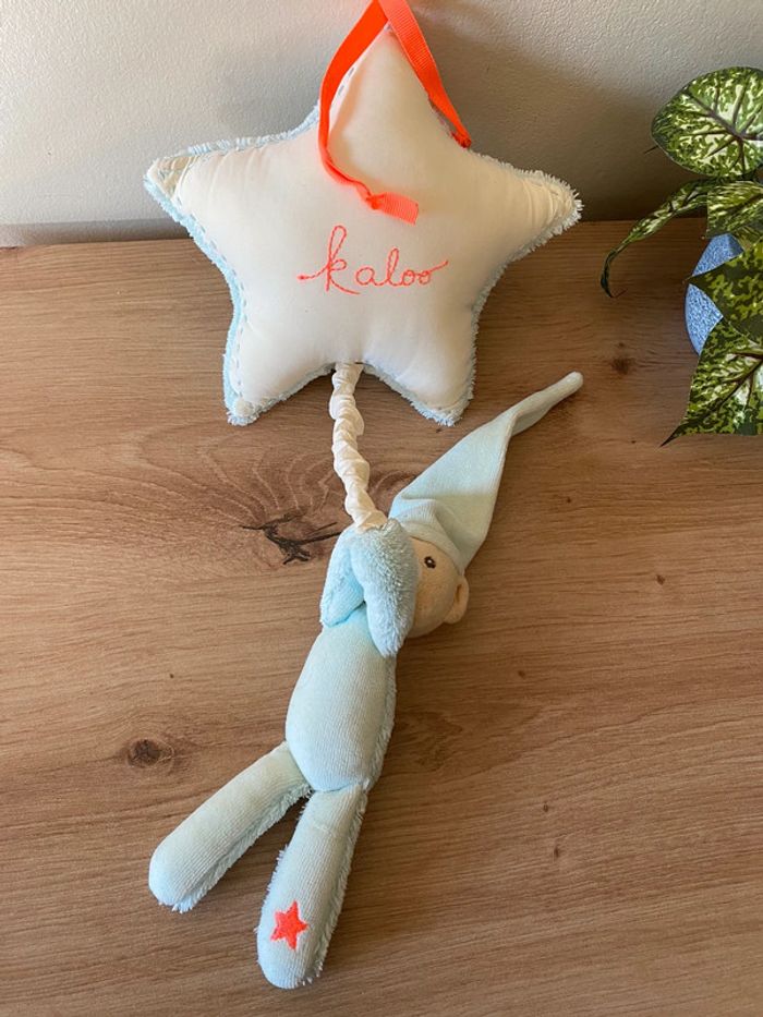 Doudou étoile avec son ours bleu liens orange musical kaloo - photo numéro 3