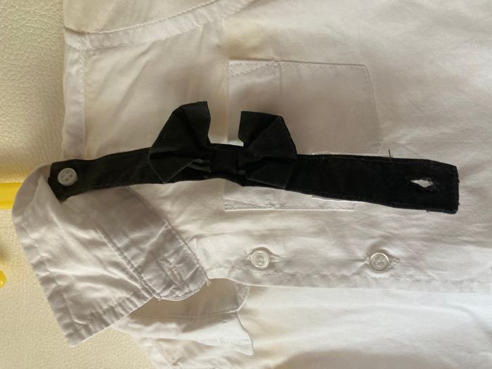 chemise blanche avec noeud papillon bébé 12 mois - photo numéro 4