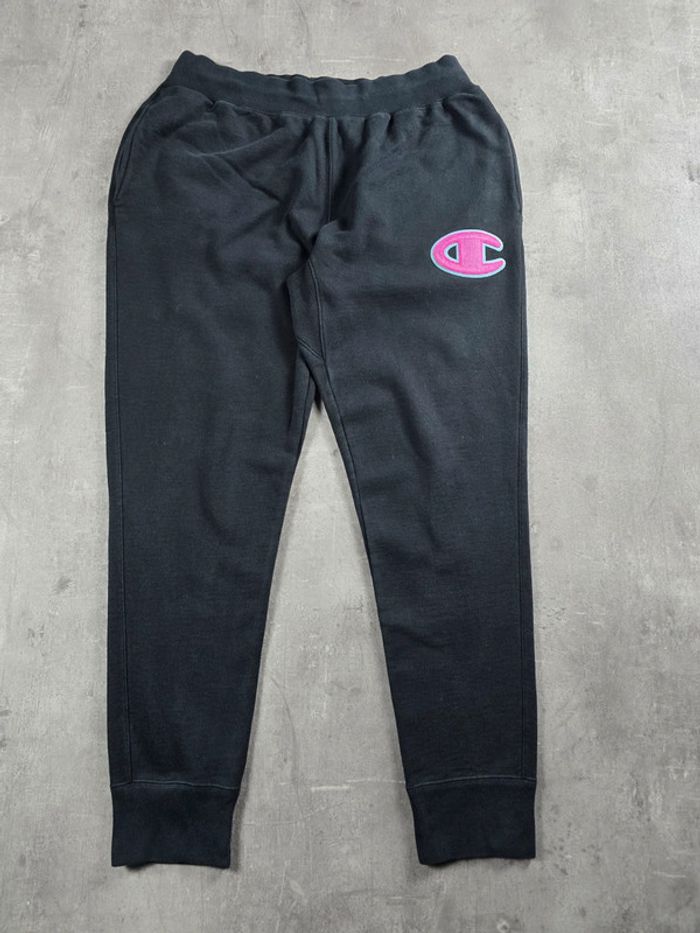 Pantalon jogging Champion vintage noir logo brodé rose taille Xl - photo numéro 3