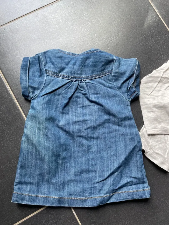Ensemble robe jeans t shirt crème chiné gris - photo numéro 5