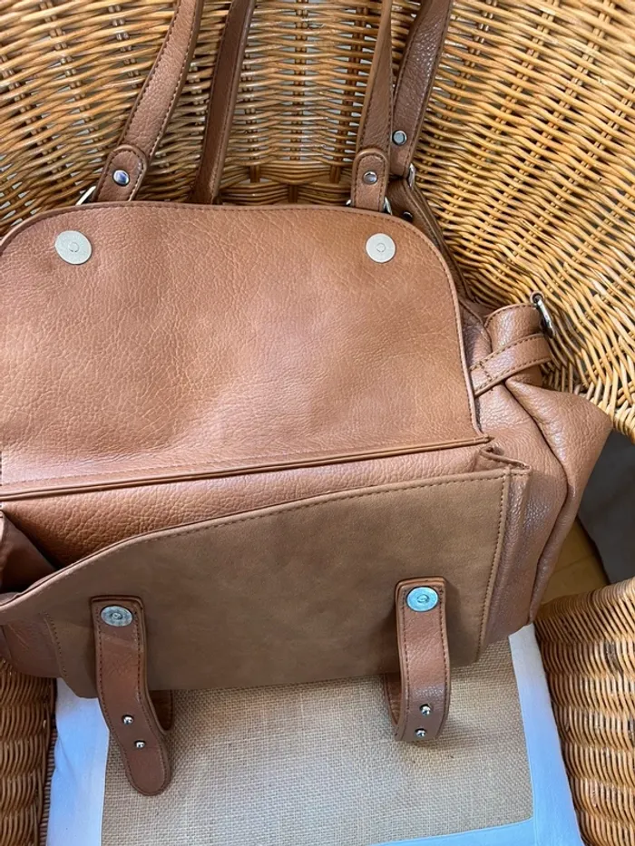 Sac vintage marron en cuir synthétique très bon état [ref 2508SBr156] - photo numéro 11