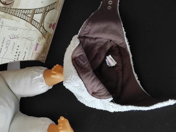 Bonnet aviateur bébé garçon 6 mois – blanc et marron - photo numéro 3