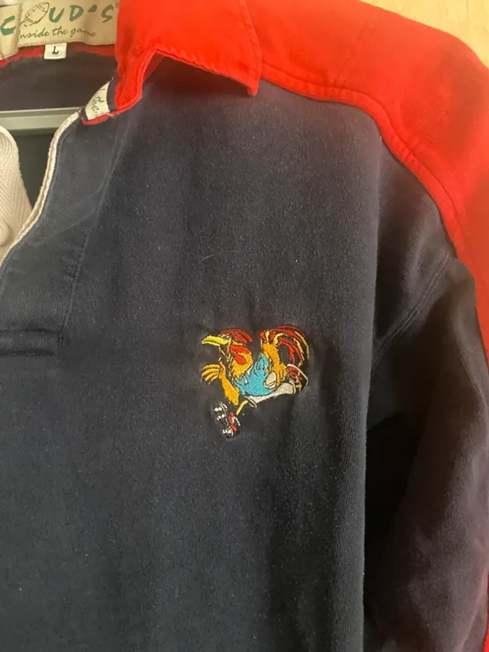 Polo rugby vintage Équipe de France – Taille L – Coq brodé & style rétro 🇫🇷 - photo numéro 4