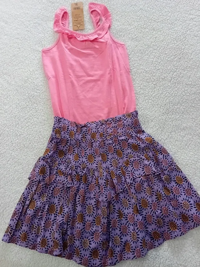 Ensemble 8 ans t-shirt top tape à l'oeil jupe kiabi - photo numéro 2