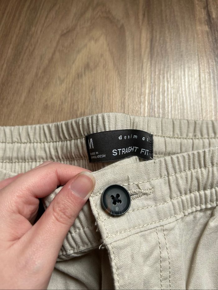 Pantalon/ Chinos beige uni Straight Fit en lin Homme Denim Co Taille M - photo numéro 6