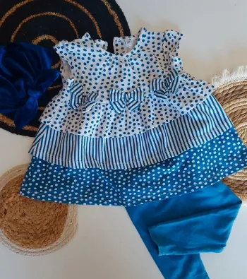 Ensemble bébé débardeur à noeud tee-shirt manches courtes et legging mi saison printemps été automne