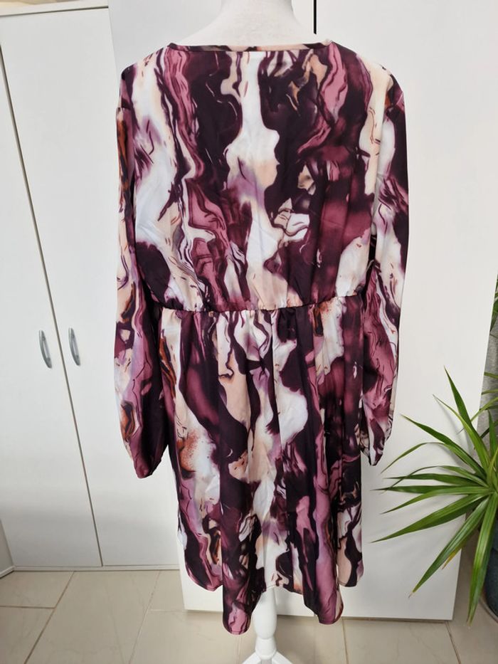 Robe Tie Dye Marbrée Violet Prune Crème - photo numéro 4
