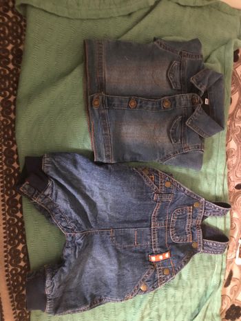Lot salopette et veste en jeans
