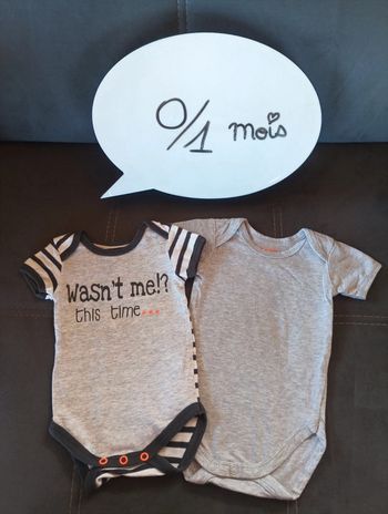 Lot de 2 bodies manches courtes Mixte 0/1 mois wasn't me ? This time. Hema