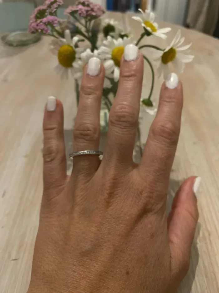Alliance millegrains argent zircons - Taille 54