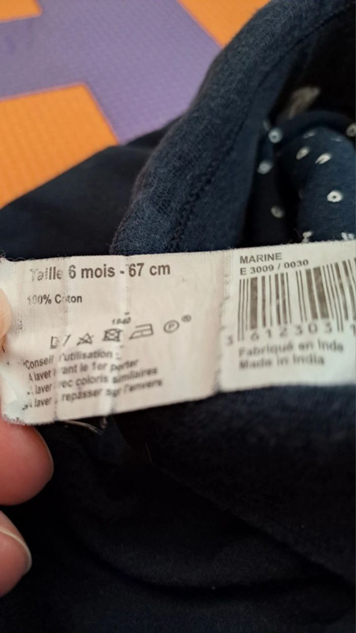 Pantalon jogging bleu marine, bout'chou, taille 6 mois (67 cm) - photo numéro 4