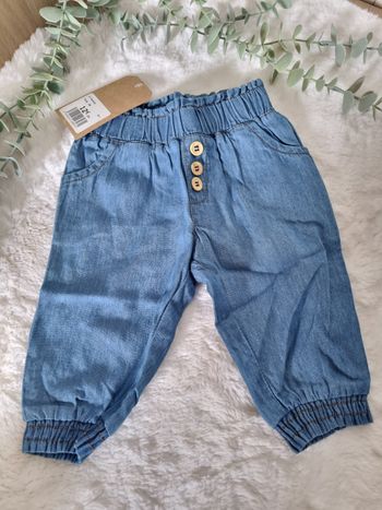 Pantalon fin sarouel bleu jean neuf 3M