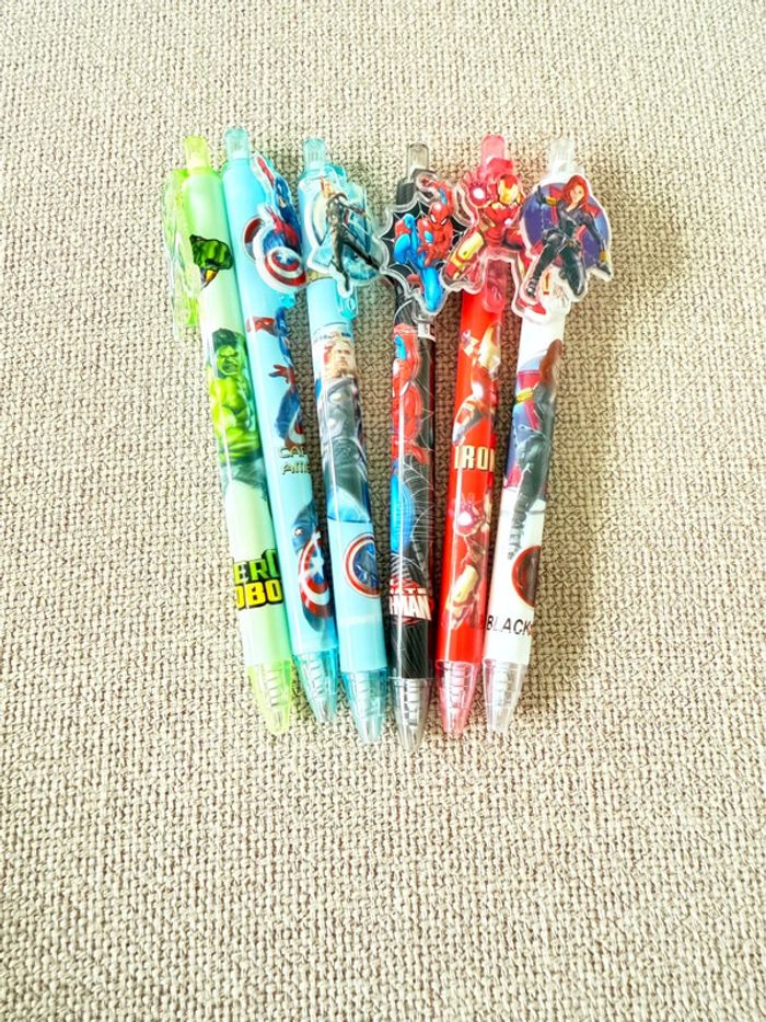 Lot de 6 stylos super-héros Marvel – Hulk, Captain America, Spider-Man, Iron Man, Black Widow - photo numéro 2