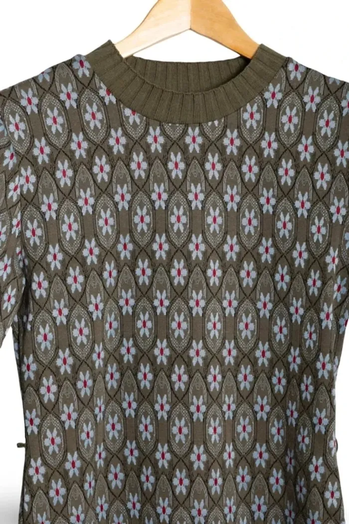 Robe longue vert motifs fleurs • Long Green dress floral print Zara Size S - photo numéro 3