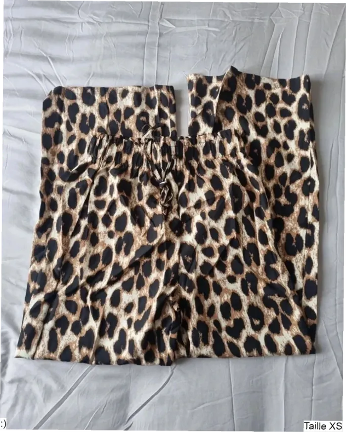 Pantalon Femme Fluide Imprimé Léopard Taille Élastique - Taille XS Neuf Jamais Porté - photo numéro 5