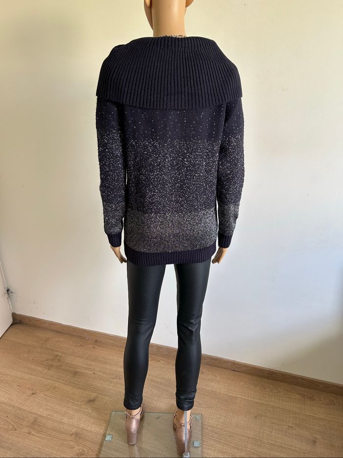 Pull bleu marine et argenté Morgan taille M jamais porté - photo numéro 6