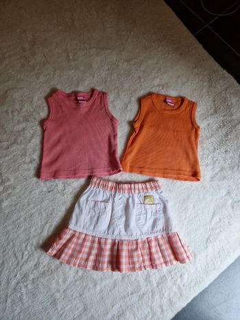 Lot jupe et 2 tee shirts 9 mois