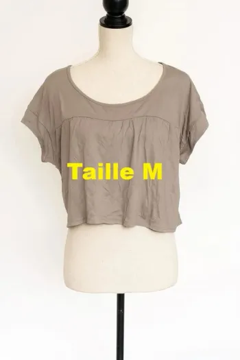 Tee shirt court manche courte beige Piazza Italia Taille M