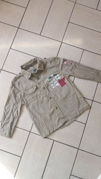 Chemise manches longues, marron clair 100% coton. 4ans.
