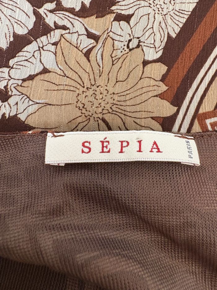 Haut Sépia | Beige, marron et noir | Taille 38 - photo numéro 3