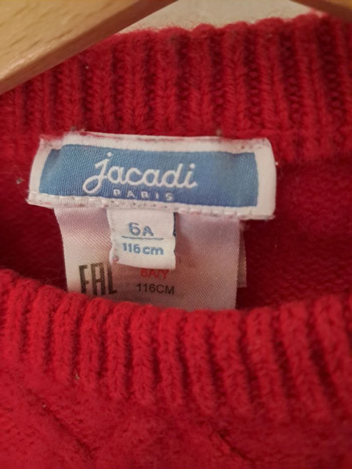 Pull rouge torsadé jacadi 6 ans bon état - photo numéro 4