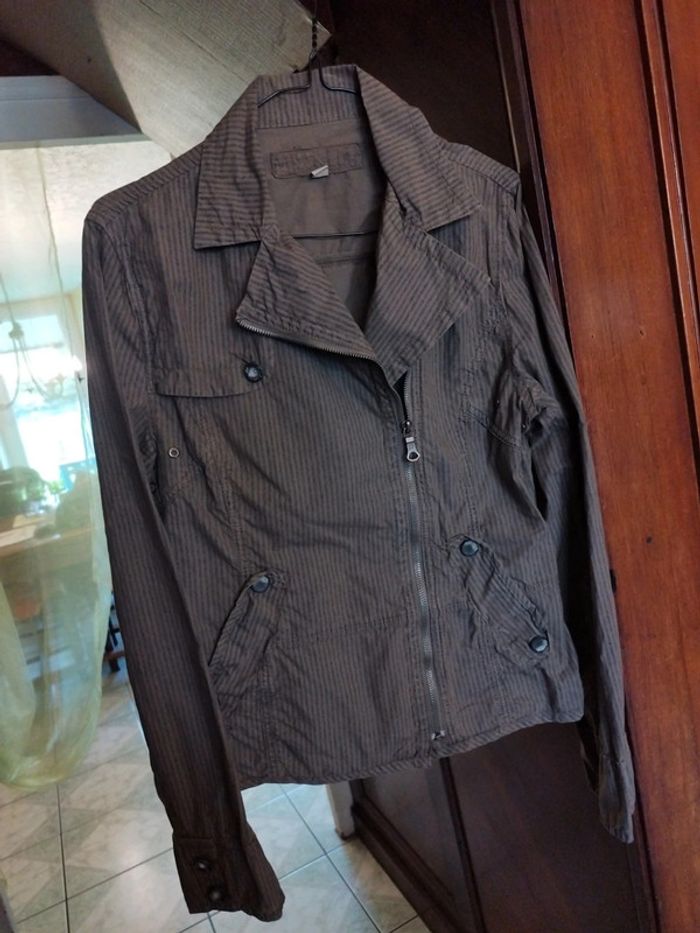 Veste blazer rayures marron vintage y2k M/38 - photo numéro 4
