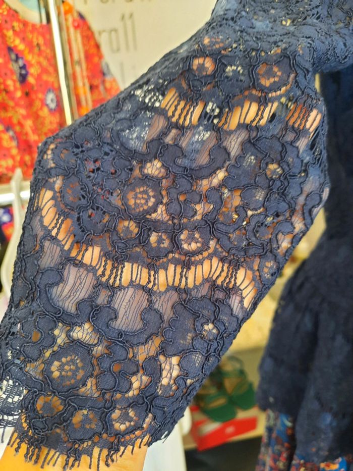 Haut bleu dentelle La Redoute neuf avec étiquette 🏷 dressing vintage # - photo numéro 6