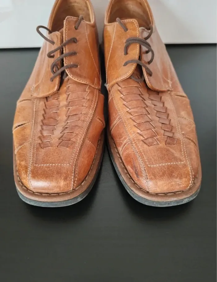 Derbies fisherman homme Canda C&A– cuir camel tressé - photo numéro 3