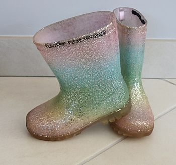 Bottes de pluie lumineuses paillettes multicolore 