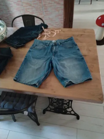 Bermuda en jean bleu  délavé