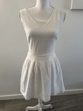 Robe babydoll blanche broderies crochets Vintage T36 S