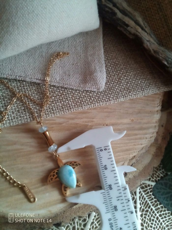 Collier tortue pierres semi précieuses naturelles - photo numéro 3