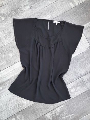 Top / Blouse en voile semi transparent noir - Lady Blush