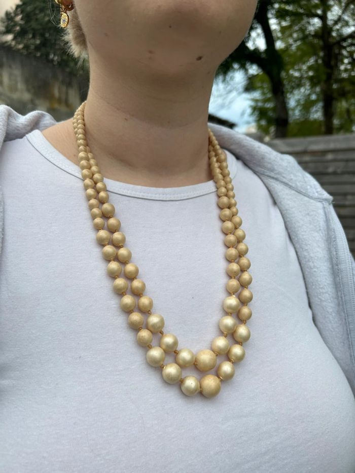 Collier double rang perles - photo numéro 2