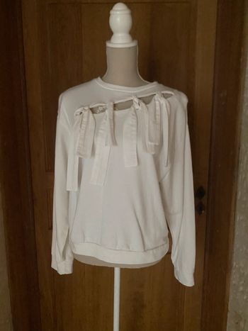 Sweat Blanc habillé avec liens sur la poitrine Mango taille 36