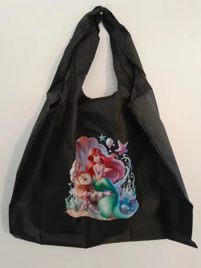 Sac en polyester, impérméable, courses, étudiants,noir imprimé Ariel