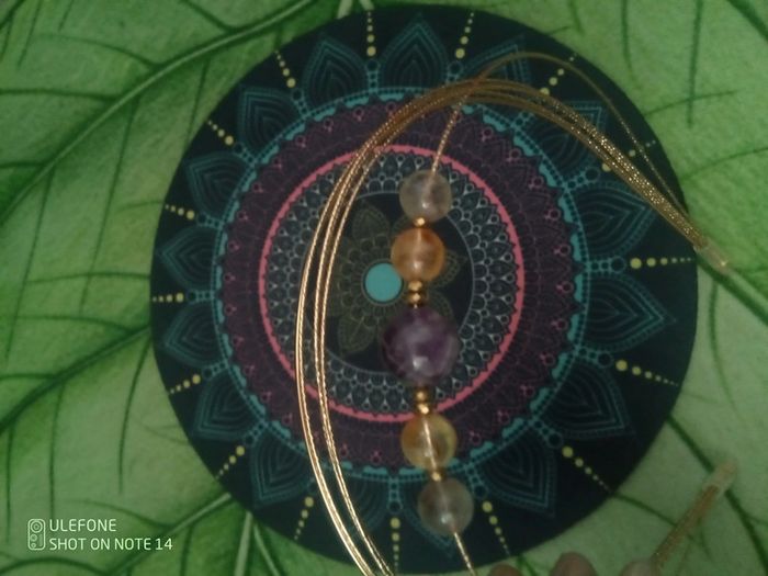 Serre tête multi anneaux dorés et pierres naturelles - photo numéro 3