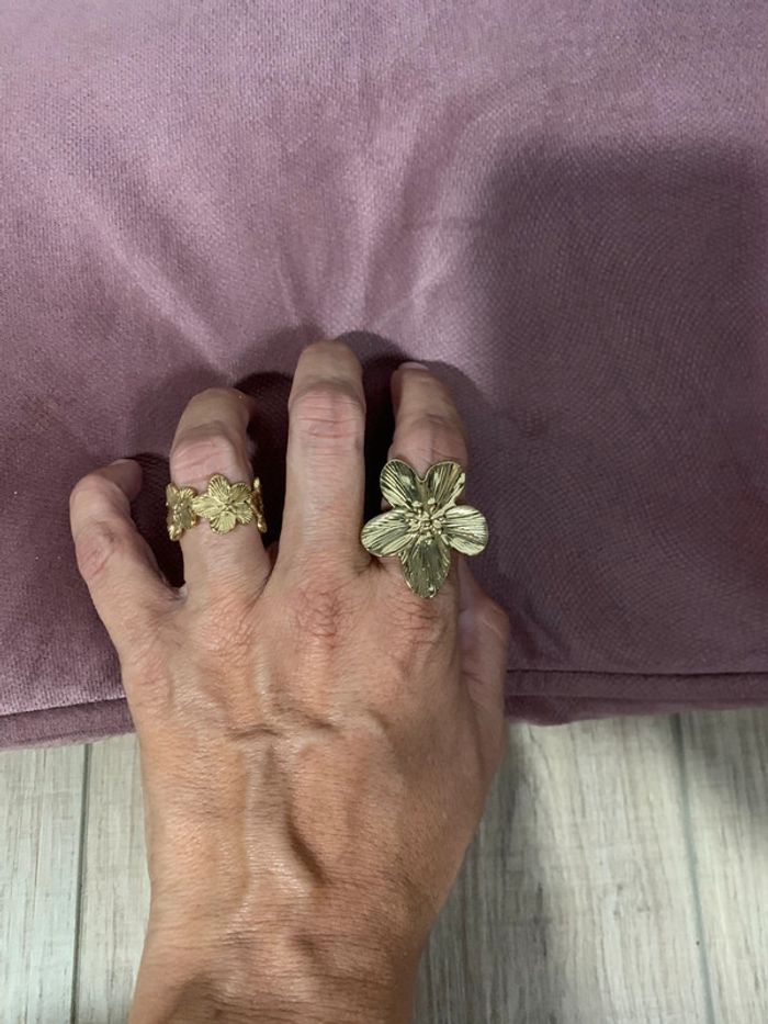 bagues fleurs dorés - photo numéro 6