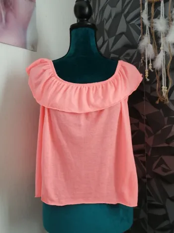 Top à volant rose fluo avec manches modulables / one by gémo / (M)